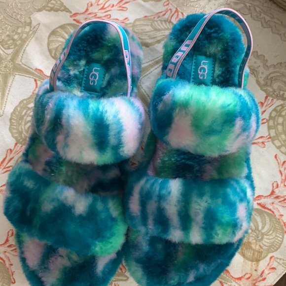 Ugg Yeah (aquatic blue) marble slipper /slide size 7 NWOT - Picture 5 of 11